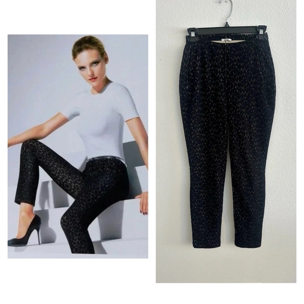 Wolford Black Lace Bonded Trousers Pull On Pants Leggings Pockets Luxury size 6
